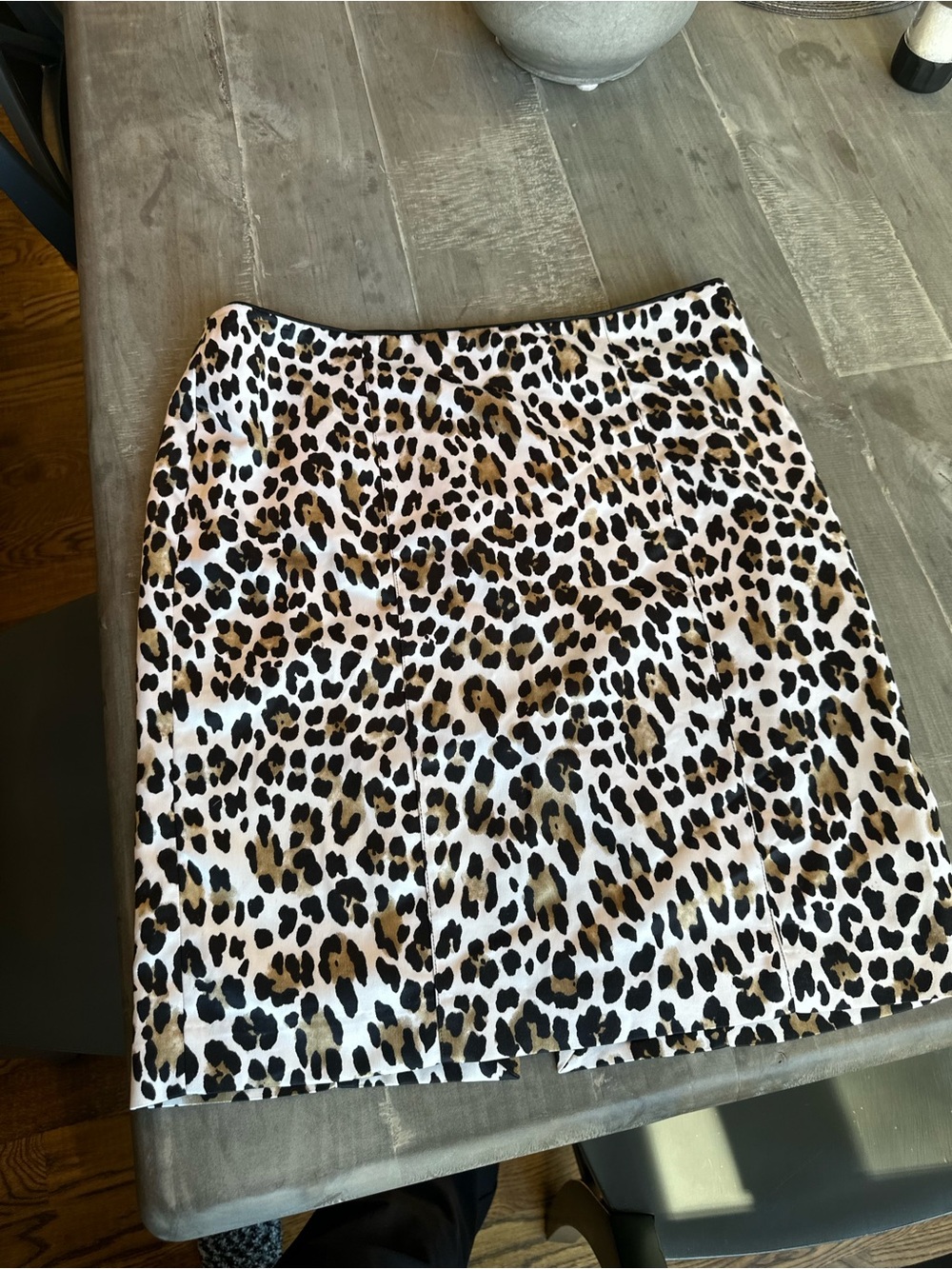 White House Black Market Leopard Print Mini Skirt in Black and Tan